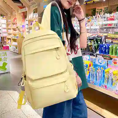 醇龙 超酷简约纯色大容量 尼龙 双肩包 男女同款情侣款 白色/灰色/黑色/黄色