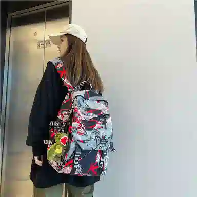 醇龙 涂鸦学生时尚潮流 尼龙 双肩包 常规 男女同款情侣款 多色