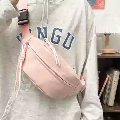 醇龙 运动潮流纯色 尼龙 单肩包腰包小挎包斜挎包胸包 男女同款情侣款 黄/绿/白/黑/粉