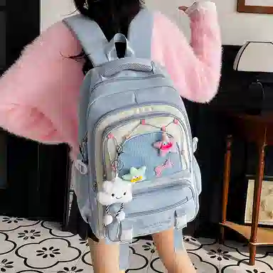 醇龙 可爱高中生初中生学生女大学生休闲旅游轻便电脑背包 帆布 双肩包 常规 女款 多色