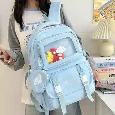 醇龙 尼龙男女通用多色书包小众设计尼龙高颜值日系学生书包大容量纯色旅行双肩包