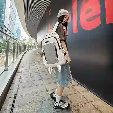 醇龙 大容量休闲百搭轻便 尼龙拼网 双肩包 常规 男女同款情侣款 多色