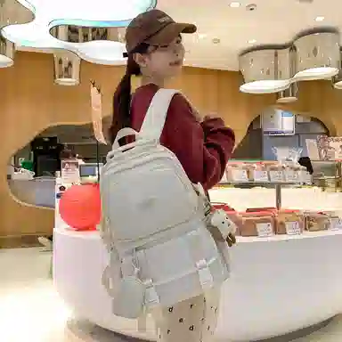 醇龙  尼龙男女通用多色风简约纯色双肩包大容量背包