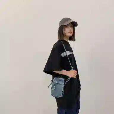 醇龙  男女通用多色质感斜挎小包包迷你单肩包复古设计感牛仔布手机包