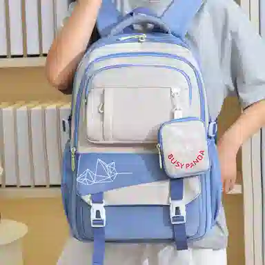 醇龙 初中生大容量简约时尚高中生轻便大学生撞色校园风潮 尼龙 双肩包 男女同款情侣款 多色