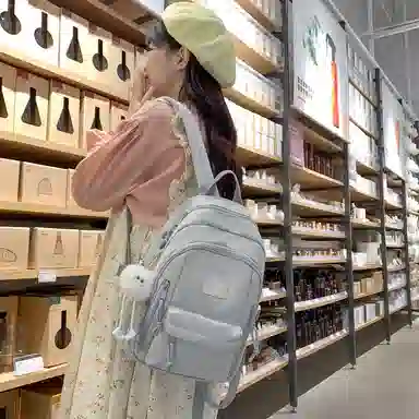 醇龙  尼龙男女通用多色书包大容量学生轻便减负护脊高颜值背包纯色多口袋双肩包