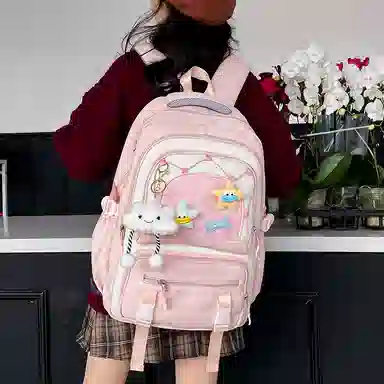 醇龙 可爱高中生初中生学生女大学生休闲旅游轻便电脑背包 帆布 双肩包 常规 女款 多色