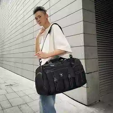 醇龙 中性风休闲简约多功能旅游时尚百搭 尼龙 旅行包 男女同款情侣款 黑/粉/卡其/青绿/黄/军绿