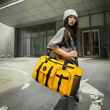 醇龙 中性风休闲简约多功能旅游时尚百搭 尼龙 旅行包 男女同款情侣款 黑/粉/卡其/青绿/黄/军绿