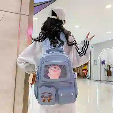 醇龙 日系大容量高颜值 尼龙 书包背包双肩包 常规 男女同款情侣款 米白/黄/蓝/黑