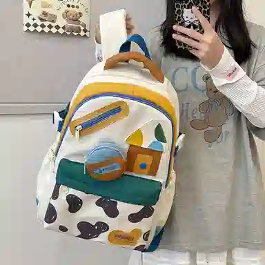 茵初 简约大容量韩季时尚开学生流行初高中纯色包版 尼龙 双肩包 常规 男女同款情侣款 多色