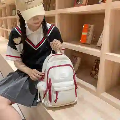 醇龙  尼龙男女通用多色书包大容量学生轻便减负护脊高颜值背包纯色多口袋双肩包