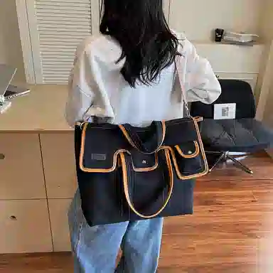 醇龙 时尚百搭方形帆撞色设计 尼龙 托特包单肩手提包 常规 男女同款情侣款 多色