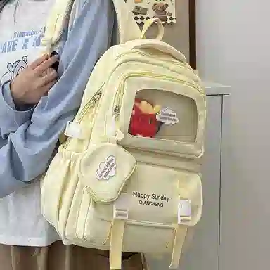 醇龙 尼龙男女通用多色书包小众设计尼龙高颜值日系学生书包大容量纯色旅行双肩包