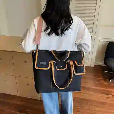 醇龙 时尚百搭方形帆撞色设计 尼龙 托特包单肩手提包 常规 男女同款情侣款 多色