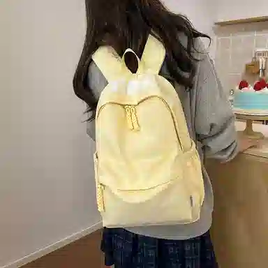 醇龙 日系慵懒风轻便背包校园休闲纯色上课简约初高中 尼龙 双肩包 常规 男女同款情侣款 多色