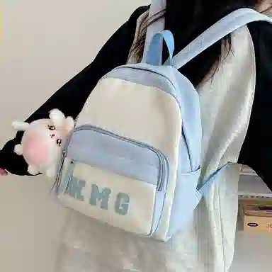 醇龙 撞色字母出游旅行韩系学院风轻便 尼龙 双肩包 常规 粉/蓝/黑/黄/绿