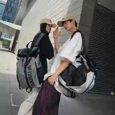 醇龙 休闲百搭潮牌运动 牛津布 双肩包 男女同款情侣款 深灰/浅灰/黑/红