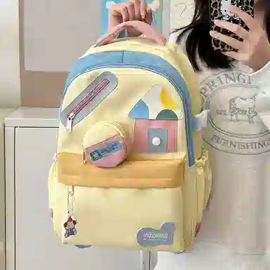 茵初 简约大容量韩季时尚开学生流行初高中纯色包版 尼龙 双肩包 常规 男女同款情侣款 多色