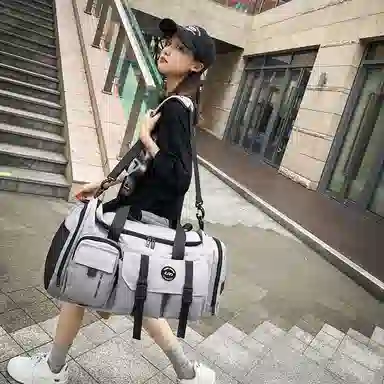 醇龙大容量工装多口袋 百搭 多功能 尼龙布 旅行包 男女同款情侣款 黑/青绿/灰