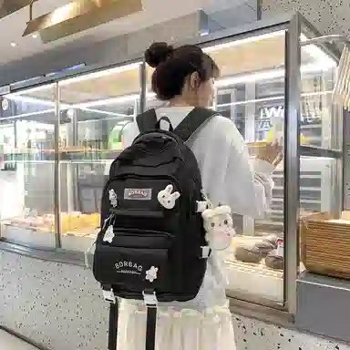 醇龙 书包女生小学生初中生高中生背包大学生补课包轻便双肩包 尼龙 组合装 男女同款情侣款 多色