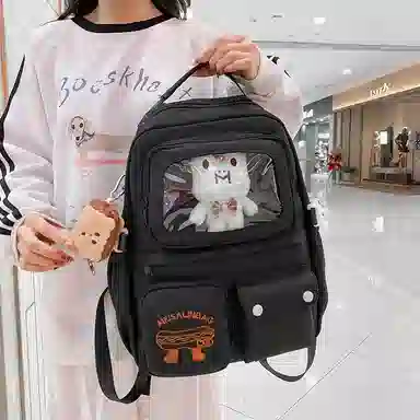 醇龙 日系大容量高颜值 尼龙 书包背包双肩包 常规 男女同款情侣款 米白/黄/蓝/黑