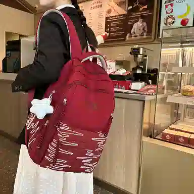 醇龙 韩版简约潮初高中学生书包大容量轻便背包 尼龙 双肩包 女款 多色