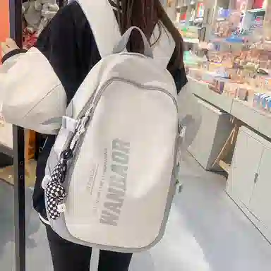 醇龙 大容量休闲美式复古字母简约大学生 尼龙 双肩包 常规 男女同款情侣款 多色