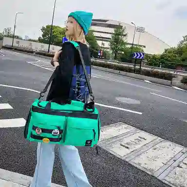 醇龙 大容量干湿分离时尚休闲 尼龙布 单肩包 男女同款情侣款 黑/青绿/黄/蓝/军绿/粉/卡其