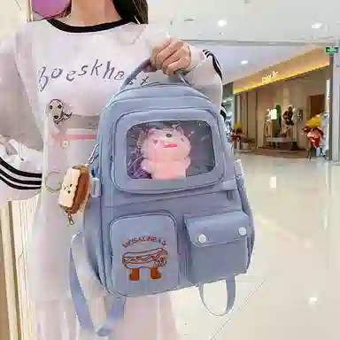 醇龙 日系大容量高颜值 尼龙 书包背包双肩包 常规 男女同款情侣款 米白/黄/蓝/黑