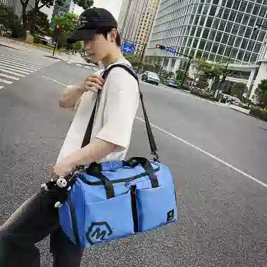 醇龙 多口袋 大容量 干湿分离 尼龙布 单肩斜挎旅行包 常规 男女同款情侣款 黑/卡其/粉/黄/红/青绿/蓝/军绿