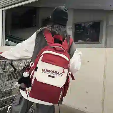 醇龙  尼龙男女通用多色双肩包简约耐脏撞色学生大容量耐磨旅行包