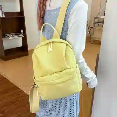 醇龙 古着感纯色防水电脑登山背包 尼龙 双肩包 男女同款情侣款 多色