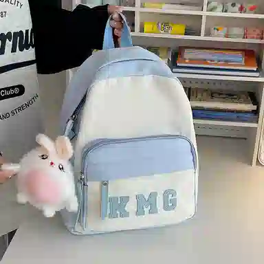 醇龙 撞色字母出游旅行韩系学院风轻便 尼龙 双肩包 常规 粉/蓝/黑/黄/绿