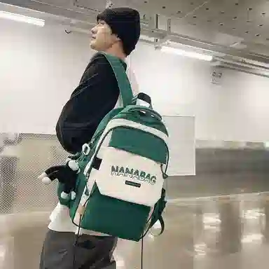 醇龙  尼龙男女通用多色双肩包简约耐脏撞色学生大容量耐磨旅行包