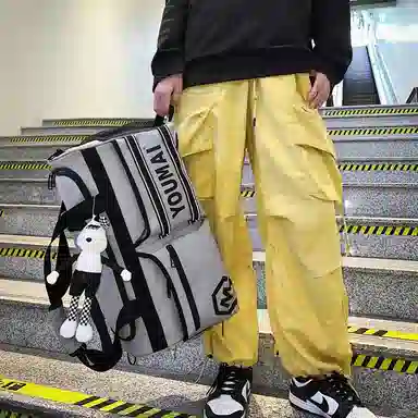 醇龙 中性风休闲简约旅游时尚百搭多功能 尼龙布 旅行包 男女同款情侣款 黑/黄/紫/红/灰/青绿/粉