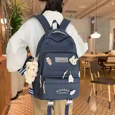 醇龙 书包女生小学生初中生高中生背包大学生补课包轻便双肩包 尼龙 组合装 男女同款情侣款 多色