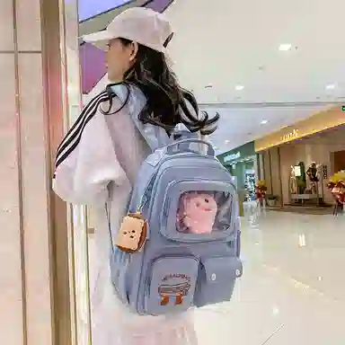 醇龙 日系大容量高颜值 尼龙 书包背包双肩包 常规 男女同款情侣款 米白/黄/蓝/黑