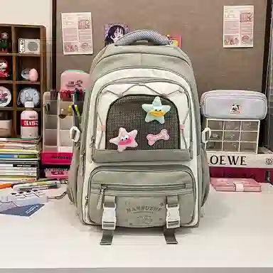 醇龙 可爱高中生初中生学生女大学生休闲旅游轻便电脑背包 帆布 双肩包 常规 女款 多色