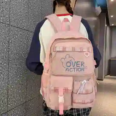 醇龙 撞色格子设计时尚百搭简约轻便通勤大容量 尼龙 双肩包 常规 男女同款情侣款 多色