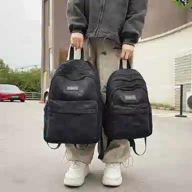 醇龙 日系校园简约百搭高中学生初中生上课大书包 尼龙 双肩包 大号 男女同款情侣款 多色