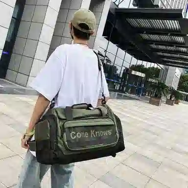 醇龙 多功能休闲工装风字母设计干湿分离 尼龙拼网 旅行包 常规 男女同款情侣款 黑色/灰色/绿色