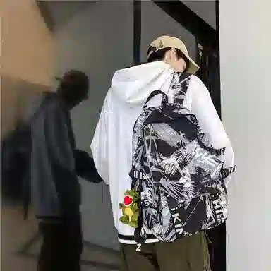 醇龙 涂鸦学生时尚潮流 尼龙 双肩包 常规 男女同款情侣款 多色