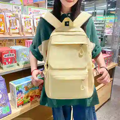 醇龙 超酷简约纯色大容量 尼龙 双肩包 男女同款情侣款 白色/灰色/黑色/黄色