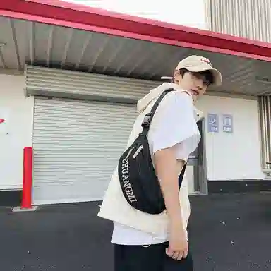 醇龙 背包骑行运动斜挎包休闲腰包 牛仔布 胸包 男女同款情侣款