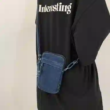 醇龙  男女通用多色质感斜挎小包包迷你单肩包复古设计感牛仔布手机包