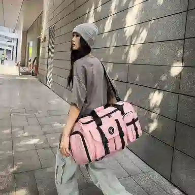 醇龙 中性风休闲简约多功能旅游时尚百搭 尼龙 旅行包 男女同款情侣款 黑/粉/卡其/青绿/黄/军绿