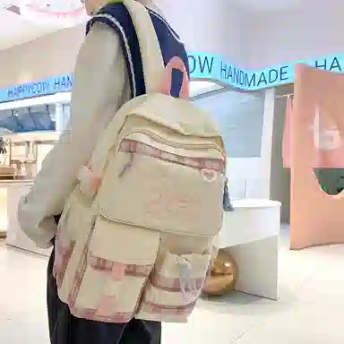 醇龙 撞色格子设计时尚百搭简约轻便通勤大容量 尼龙 双肩包 常规 男女同款情侣款 多色