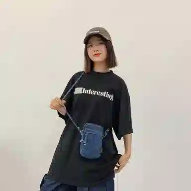 醇龙  男女通用多色质感斜挎小包包迷你单肩包复古设计感牛仔布手机包