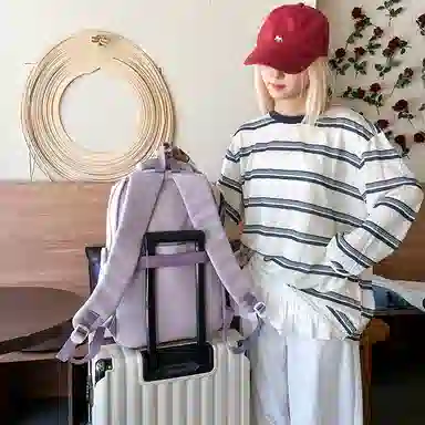 醇龙 多巴胺多功能大容量 尼龙 双肩包 男女同款情侣款 米白色/灰色/黑色/紫色/黄色/蓝色